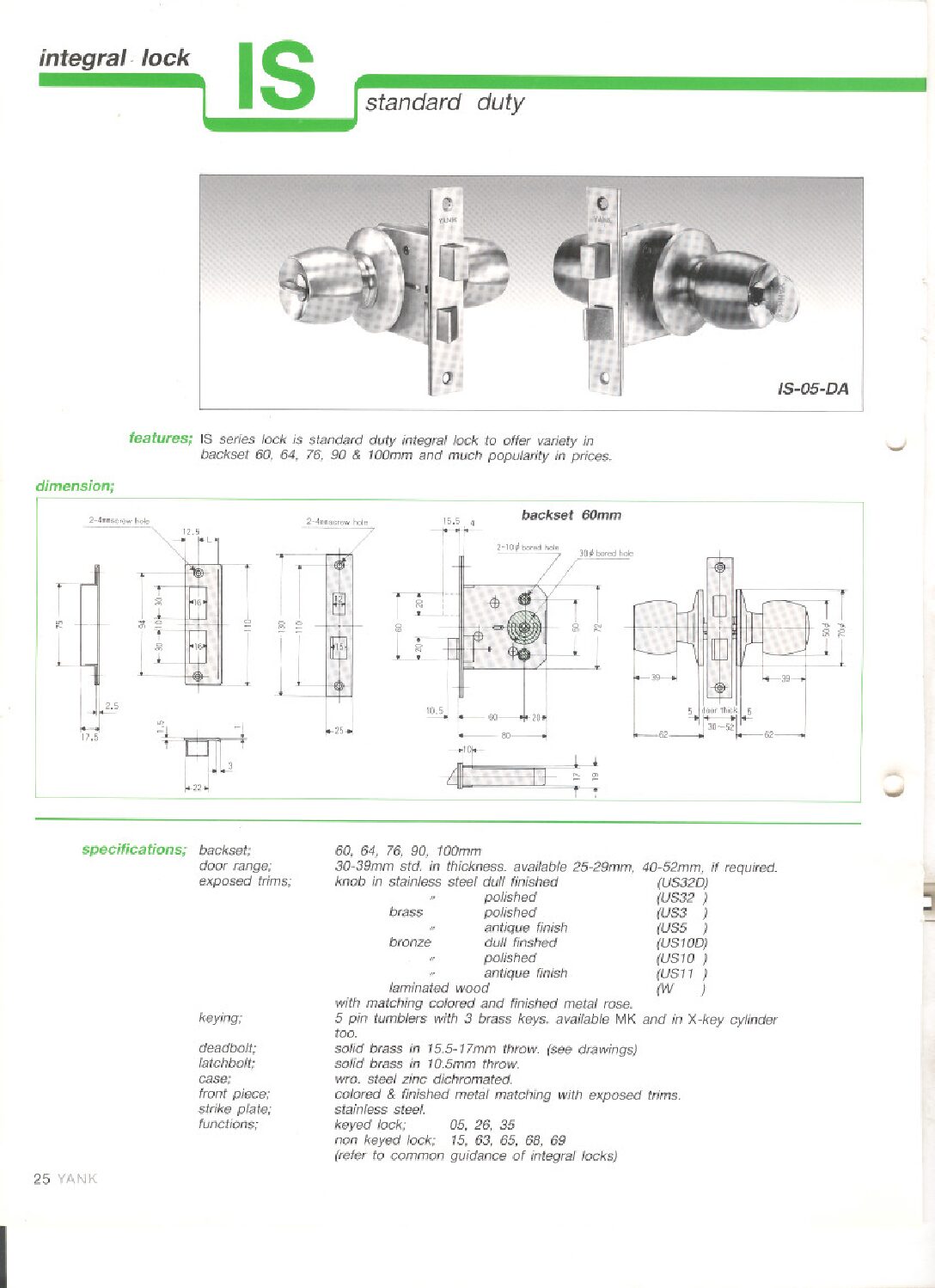 YANK Brand door lock
